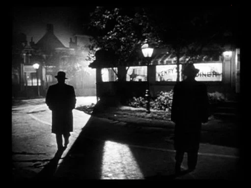 黑色电影经典场景夜晚街道